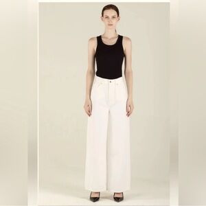 Etica Stanton Relaxed Wide Leg Cuffed Cream Jeans *Flaw*